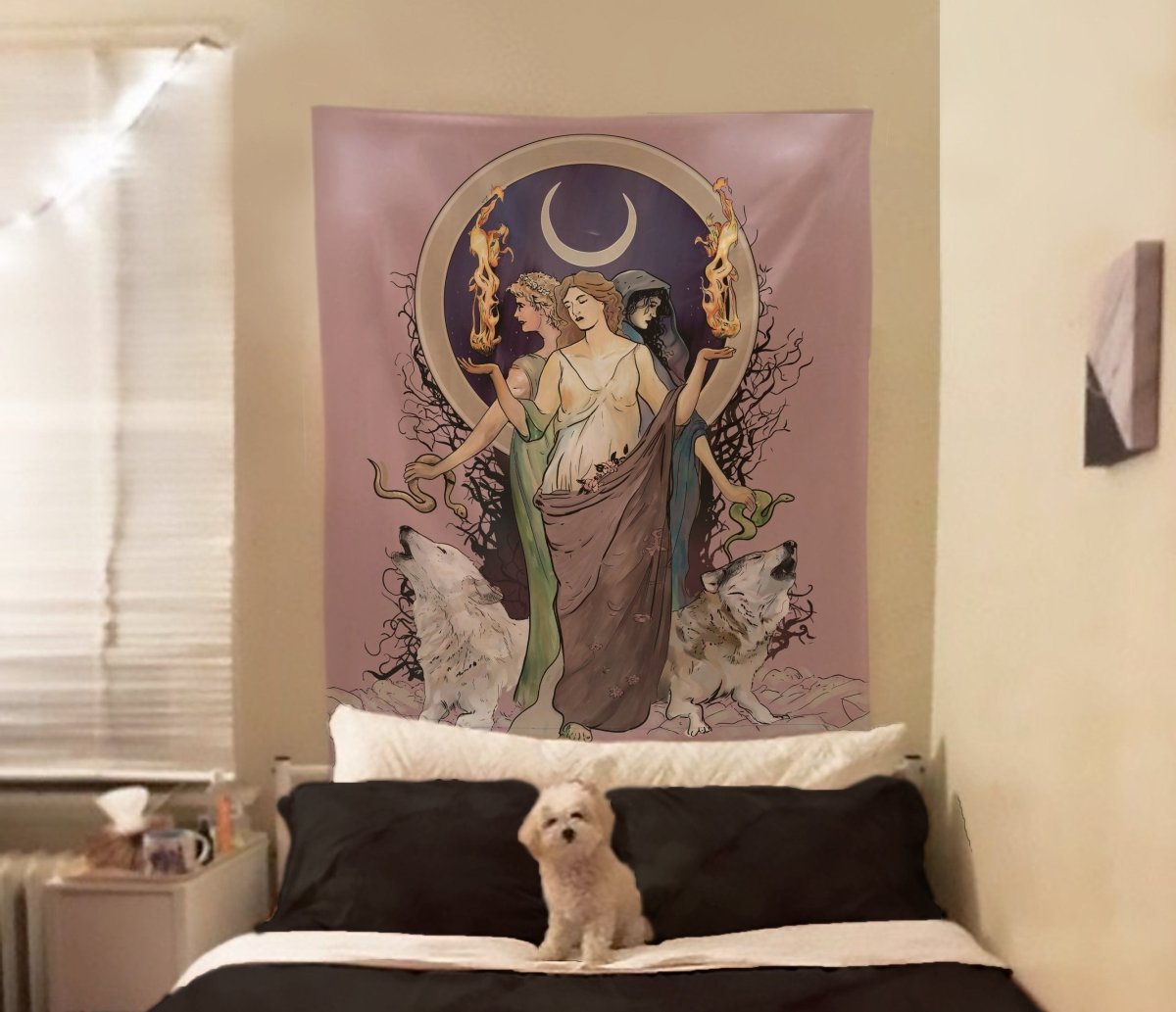 Hecate Moon Goddess Tapestry – Purple Wiccan Wall Art