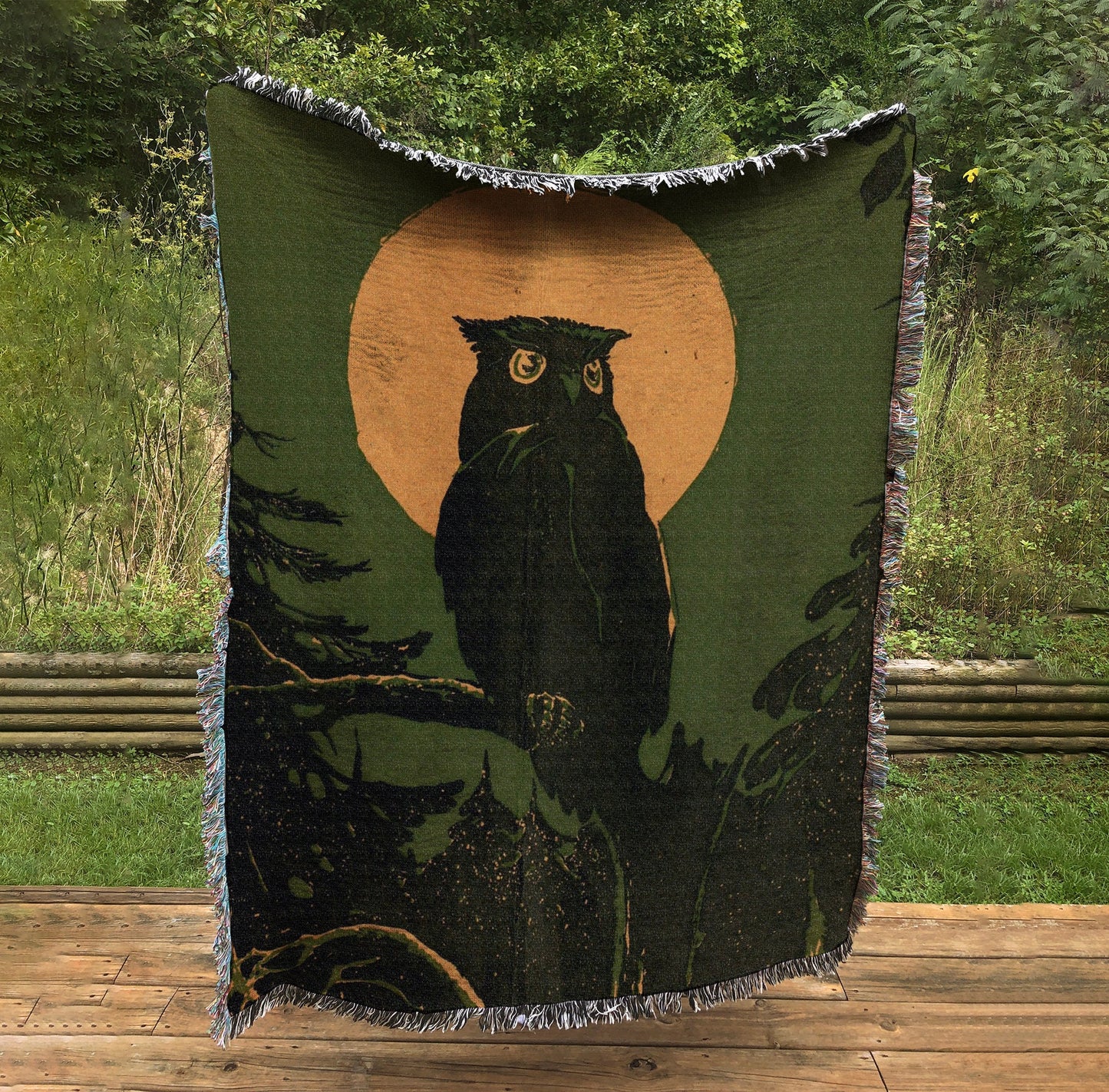 Owl Woven Blanket: Vintage Design Tapestry, USA Made by DesignBohemian