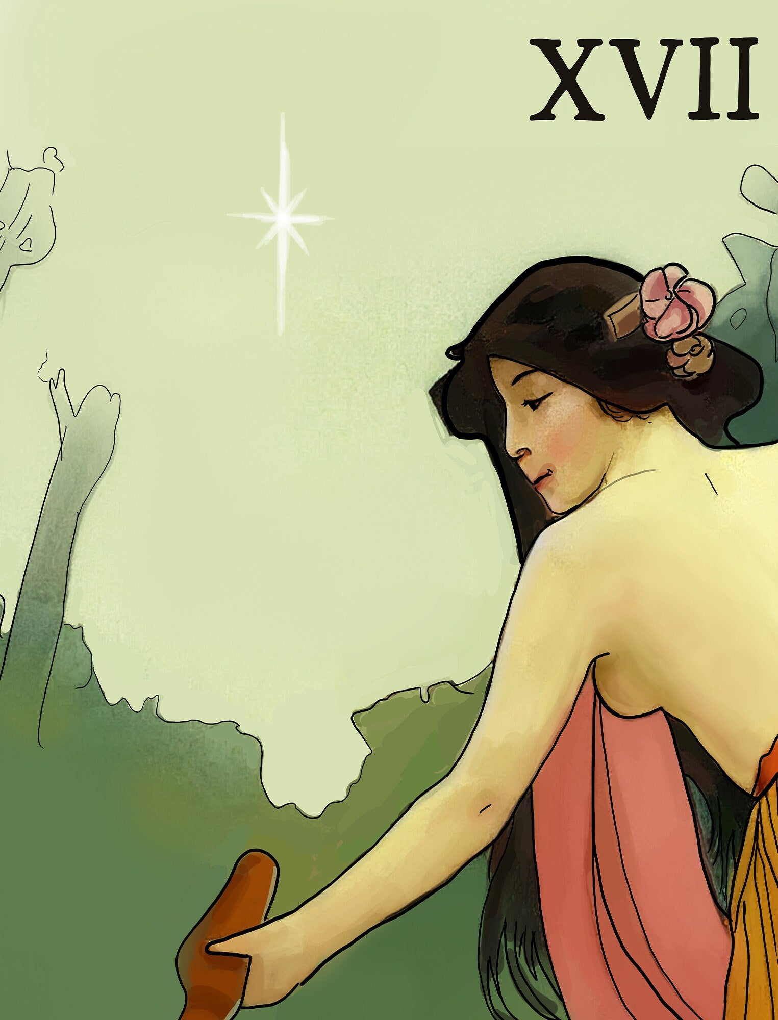 The Star - Tarot Card Print from the Green Menagerie Tarot - The Star Poster, No Frame
