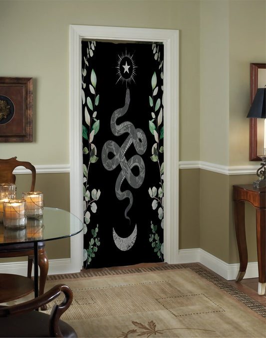 Snakes and Leaves Curtain Door Panel Curtains - Gothic Floral - Alchemy Design Bohemian Art by DesignBohemian