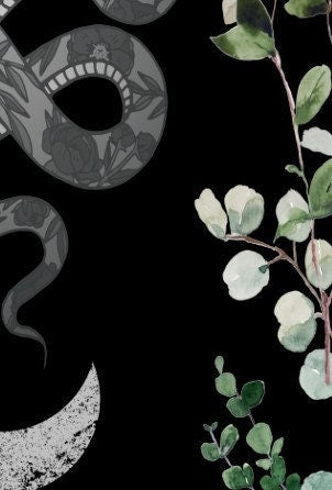 Snakes and Leaves Curtain Door Panel Curtains - Gothic Floral - Alchemy Design Bohemian Art by DesignBohemian