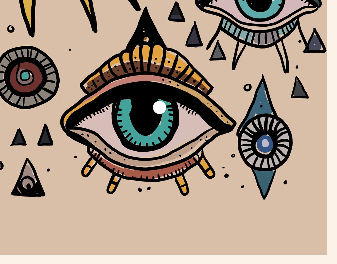 All Seeing Eyes Print - Original artwork - Mystical Eyes Poster by DesignBohemian