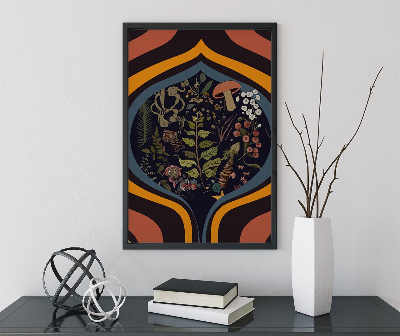 Botany Vintage Illustration - Psychedelic Botanical Print - Retro Floral