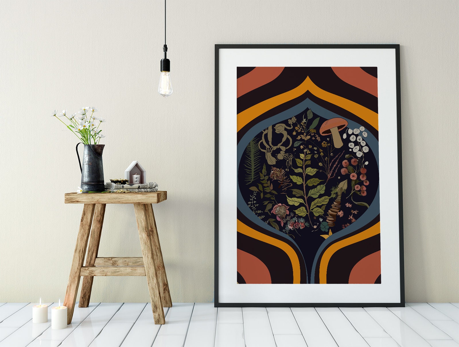 Botany Vintage Illustration - Psychedelic Botanical Print - Retro Floral