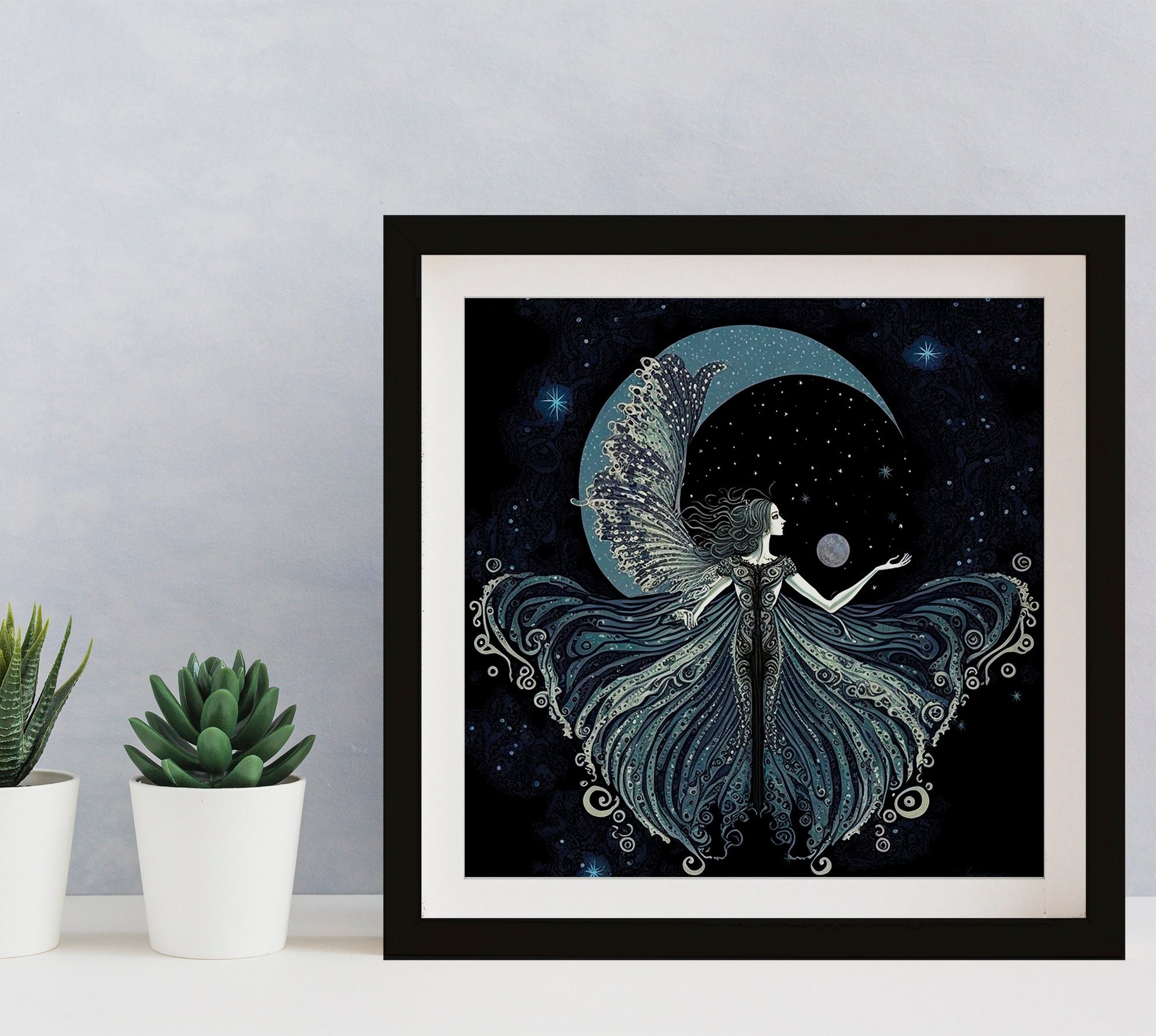 Fairy Print - Purple and Blue Fairy Goddess - Surreal Painting - For Your Sacred Space by DesignBohemian