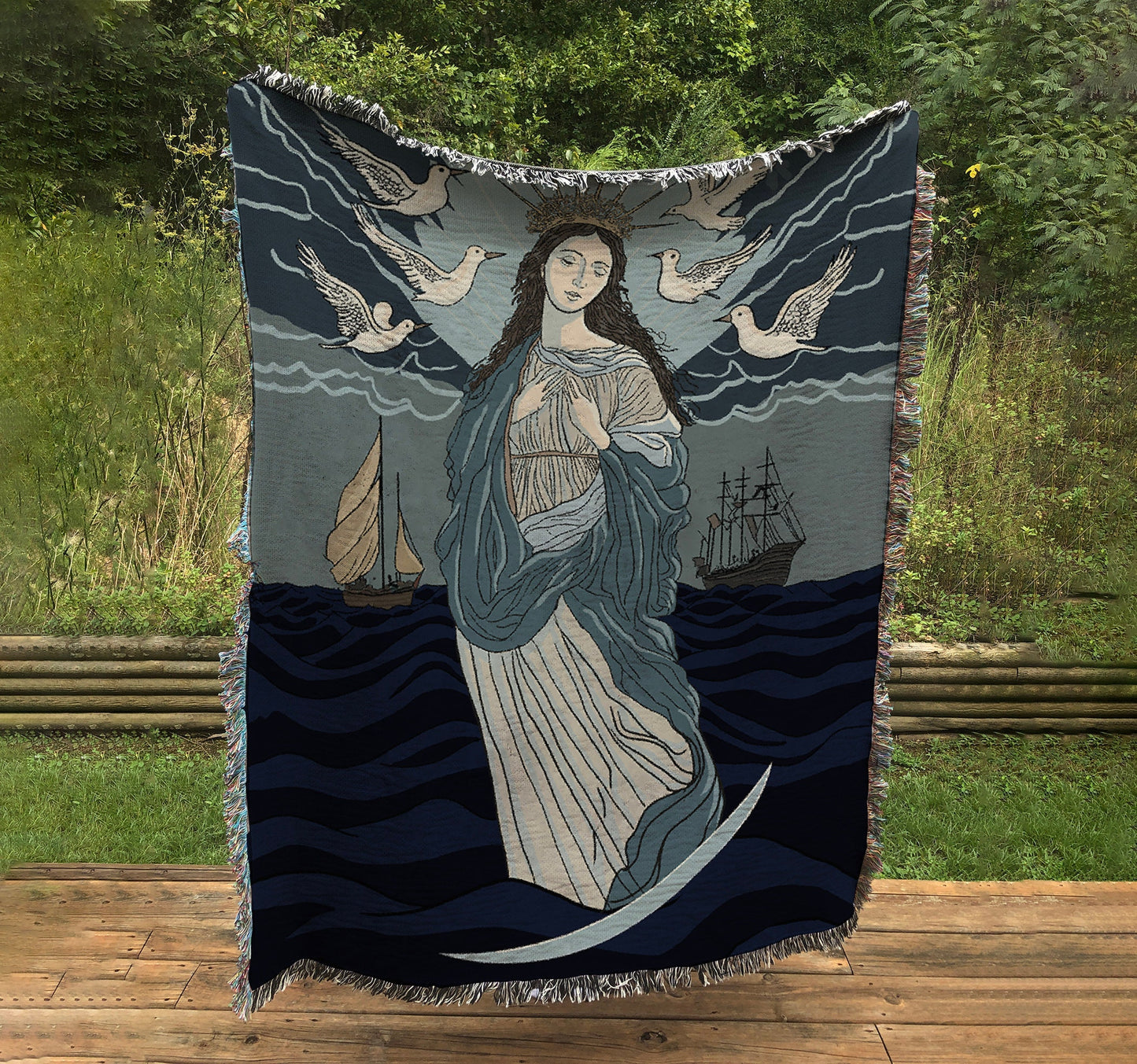 Virgin of Guadalupe Woven Blanket: Catholic Art Tapestry by DesignBohemian