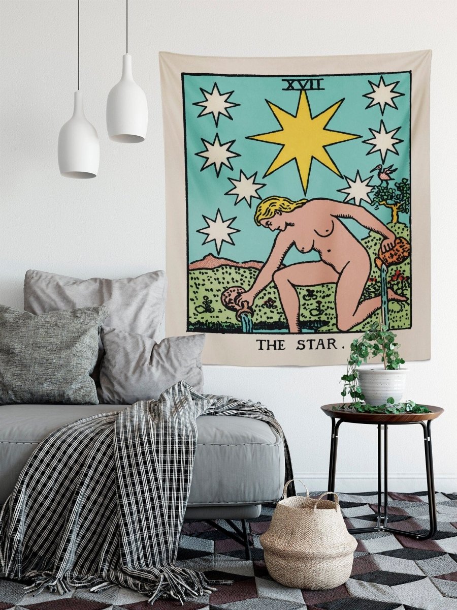 The Star Tarot Card Tapestry - Rider Waite Teal Turquoise Art