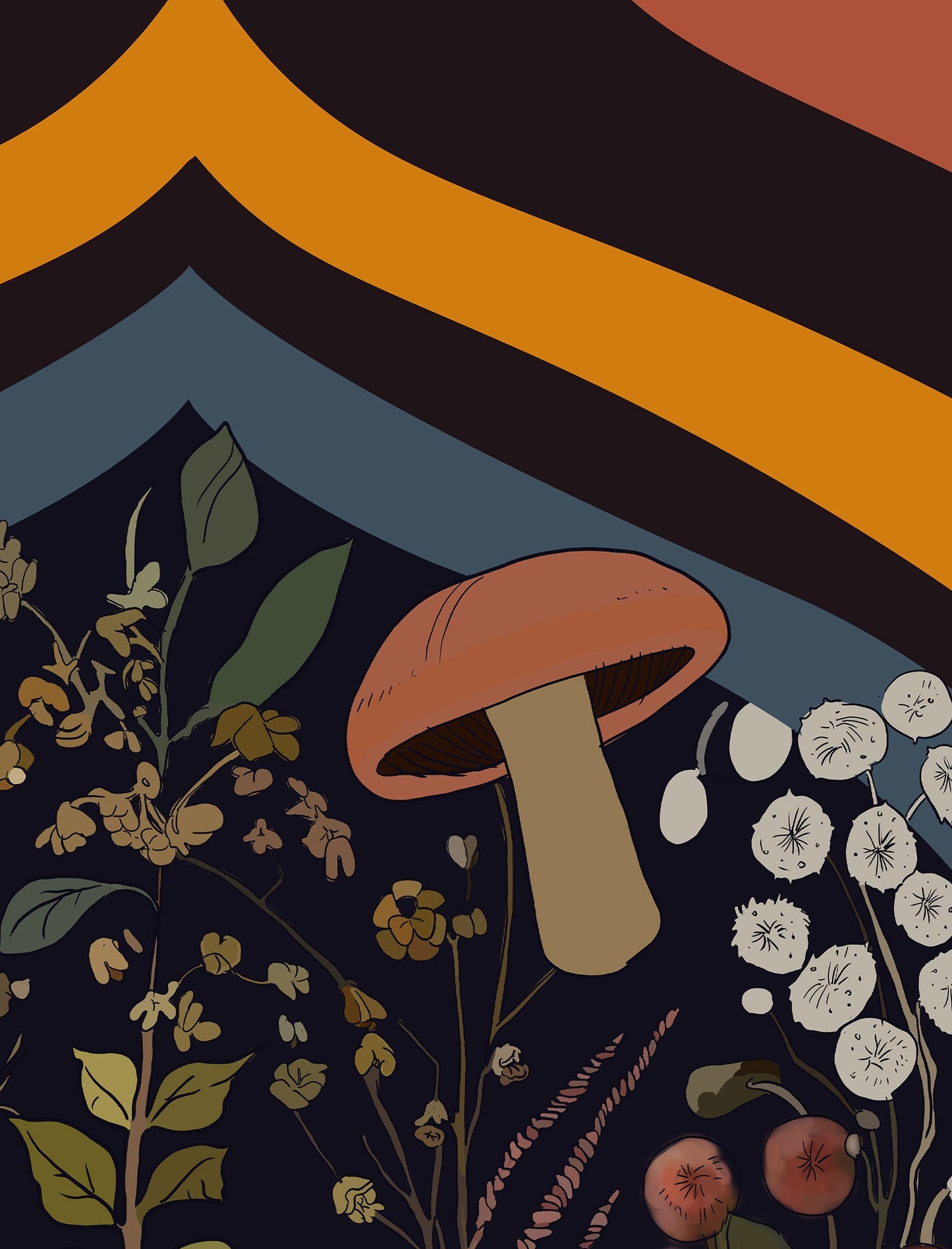 Botany Vintage Illustration - Psychedelic Botanical Print - Retro Floral