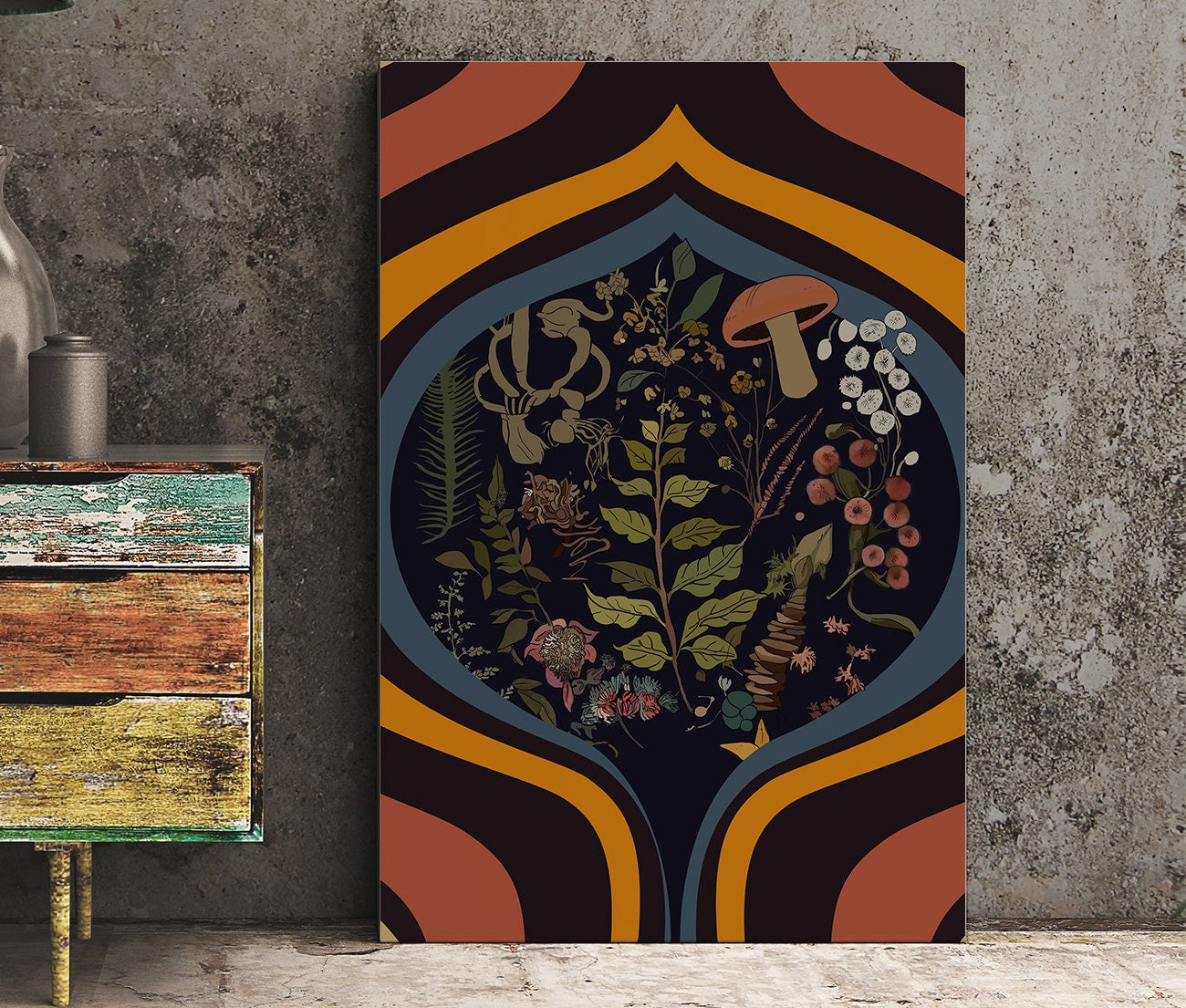 Botany Vintage Illustration - Psychedelic Botanical Print - Retro Floral