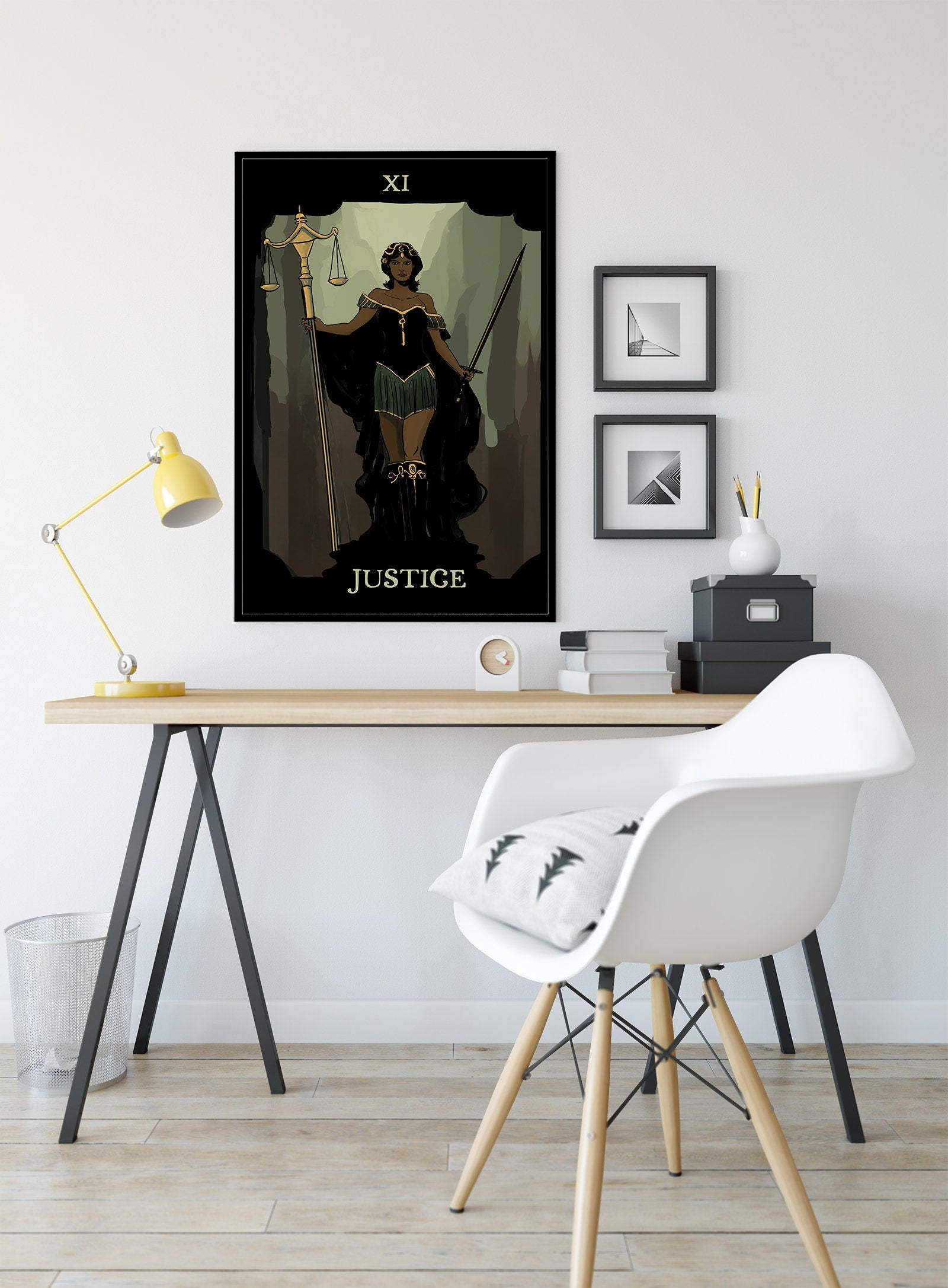 Justice - Tarot Card Print from the Green Menagerie Tarot - Tarot Card The Black Woman Tarot Card The Justice Card Poster, No Frame