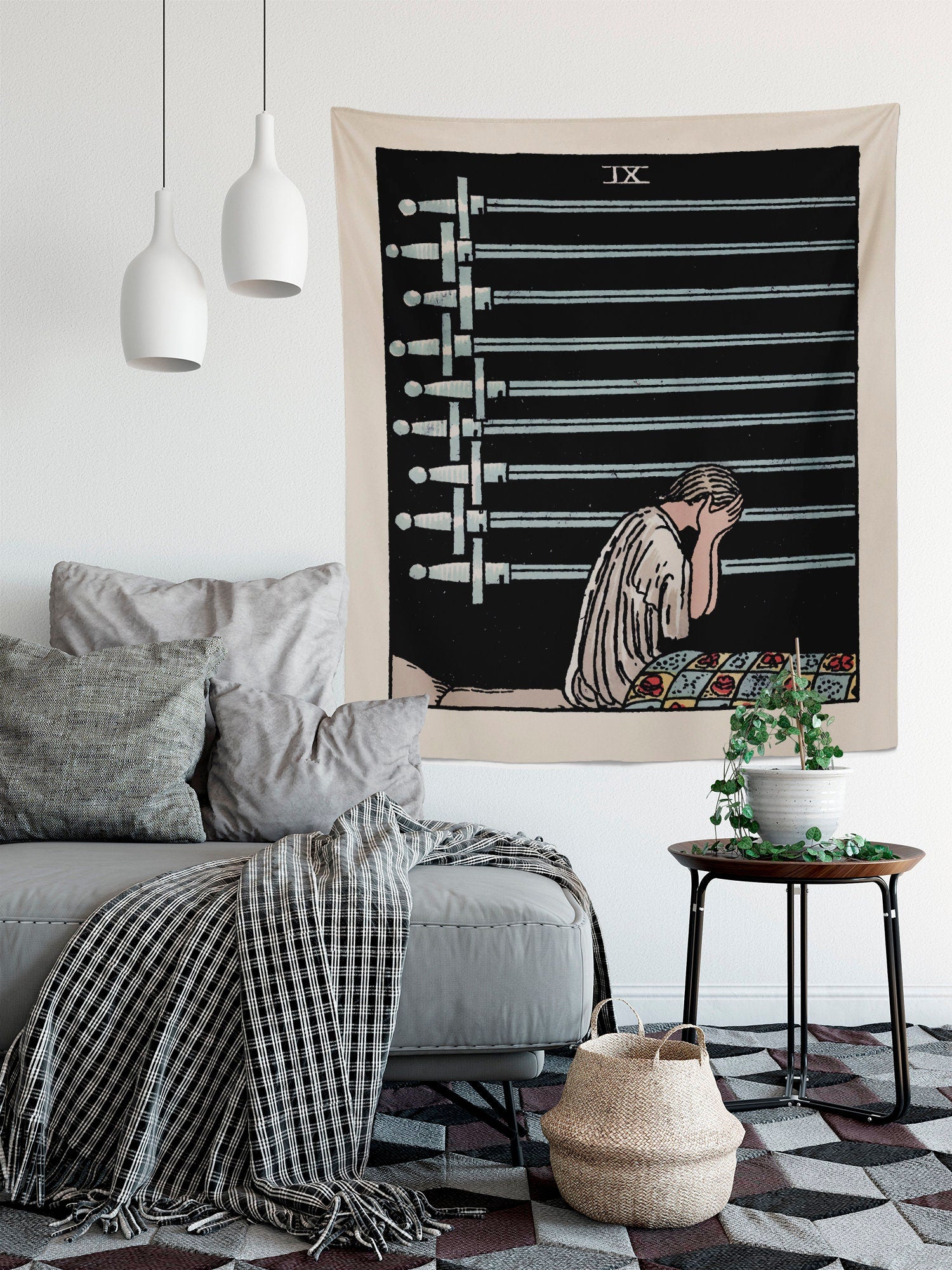 9 of Swords Tarot Card Tapestry - Rider Waite Design