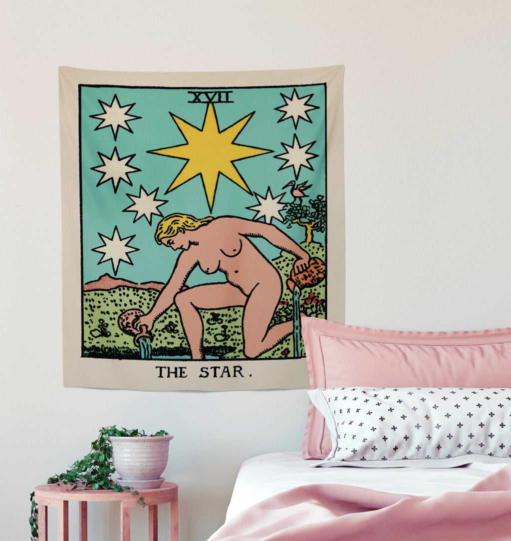 The Star Tarot Card Tapestry - Rider Waite Teal Turquoise Art