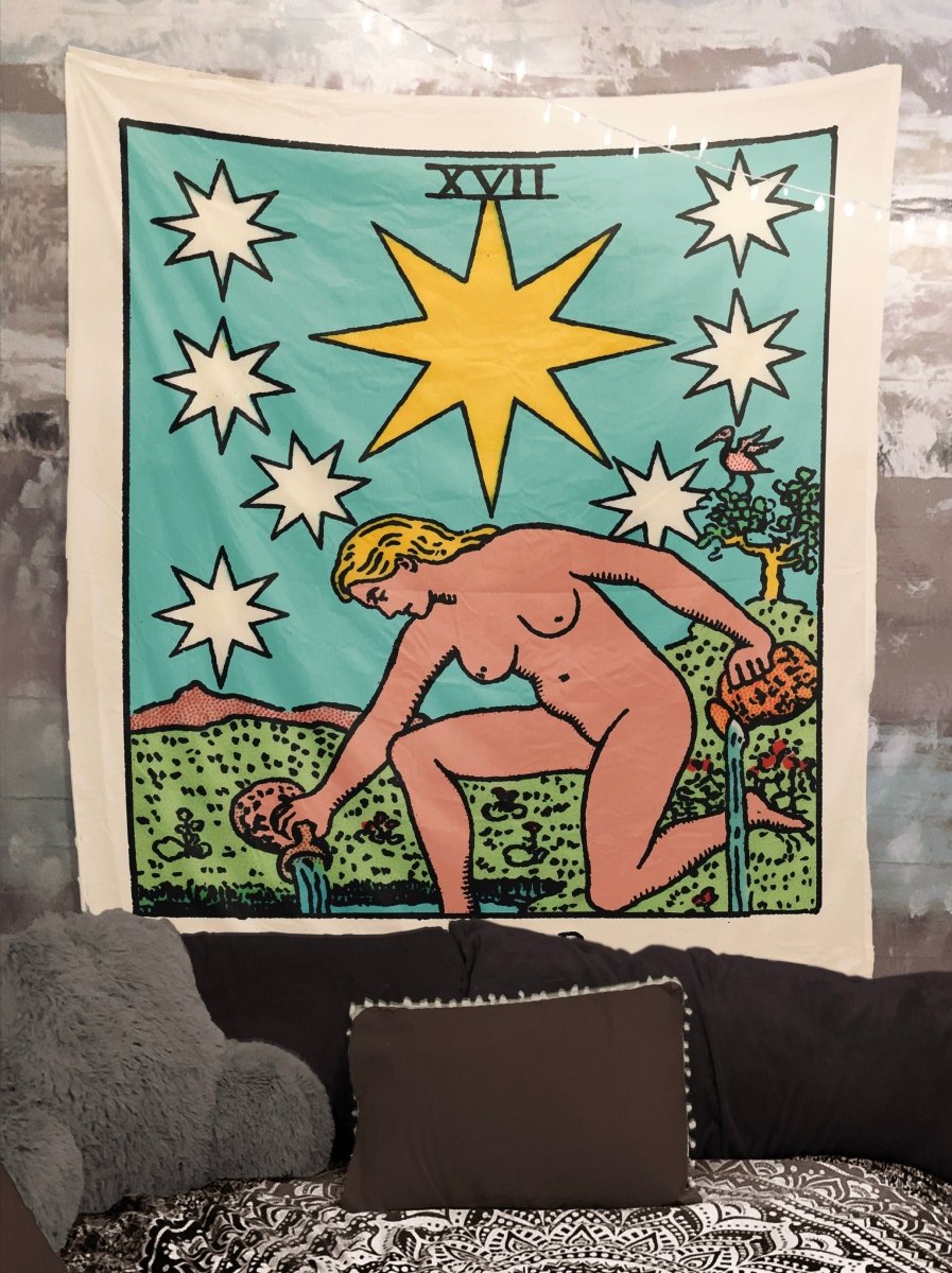 The Star Tarot Card Tapestry - Rider Waite Teal Turquoise Art