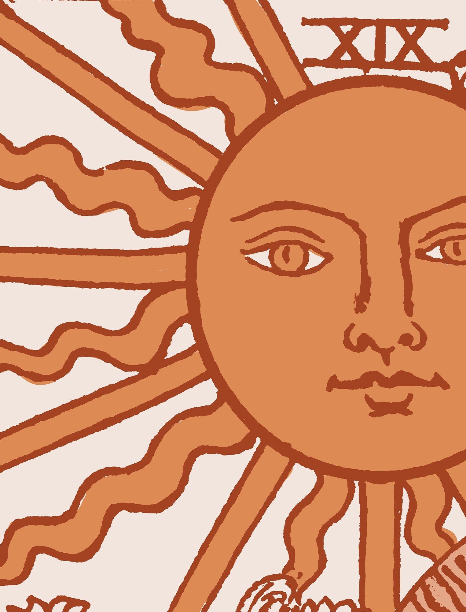 The Sun- Tarot Card Print - The Sun Card Warm Color Scheme Poster, No Frame