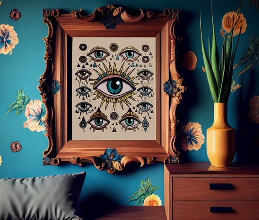 All Seeing Eyes Print - Original artwork - Mystical Eyes Poster by DesignBohemian