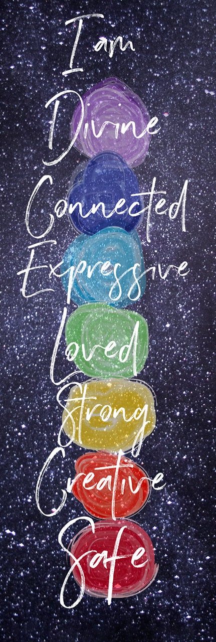 Chakra Tapestry - Positive Affirmations - Daily Meditations - Balance Energy Art by DesignBohemian