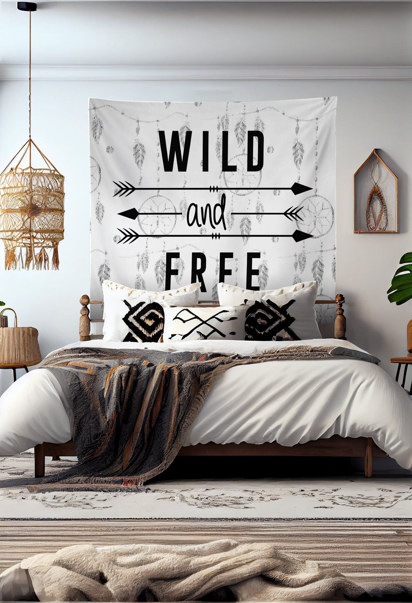 Wild and Free Quote Tapestry Wall Hanging Meditation Yoga Grunge Hippie Wanderlust by DesignBohemian