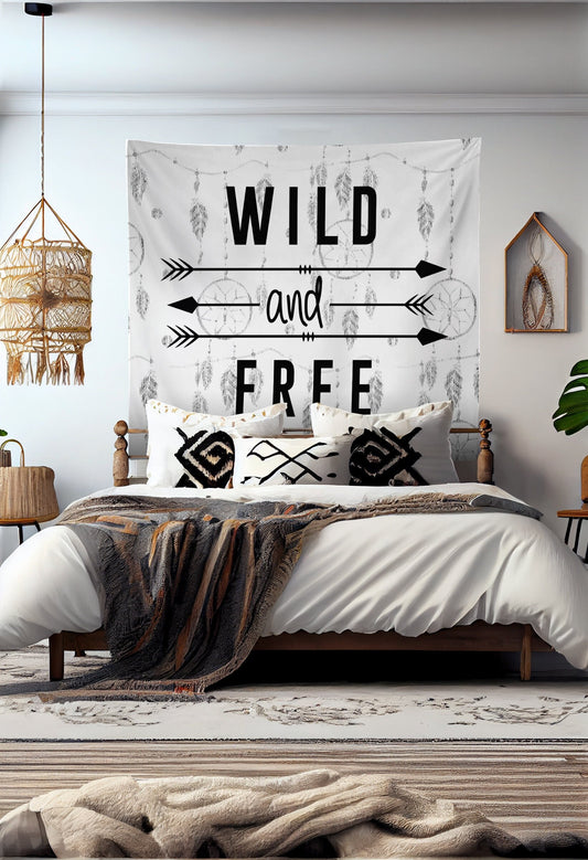 Wild and Free Quote Tapestry Wall Hanging Meditation Yoga Grunge Hippie Wanderlust by DesignBohemian