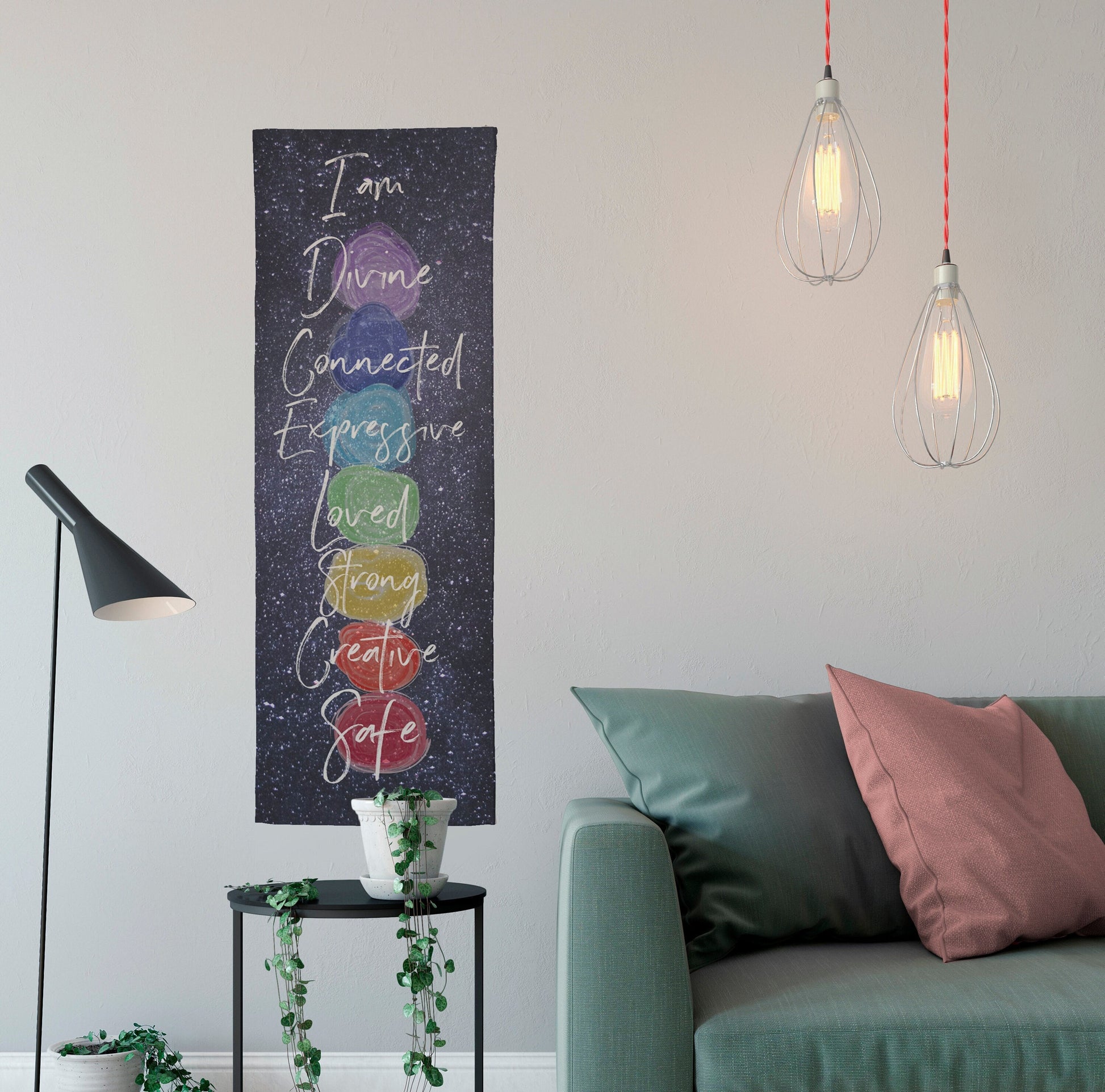 Chakra Tapestry - Positive Affirmations - Daily Meditations - Balance Energy Art by DesignBohemian