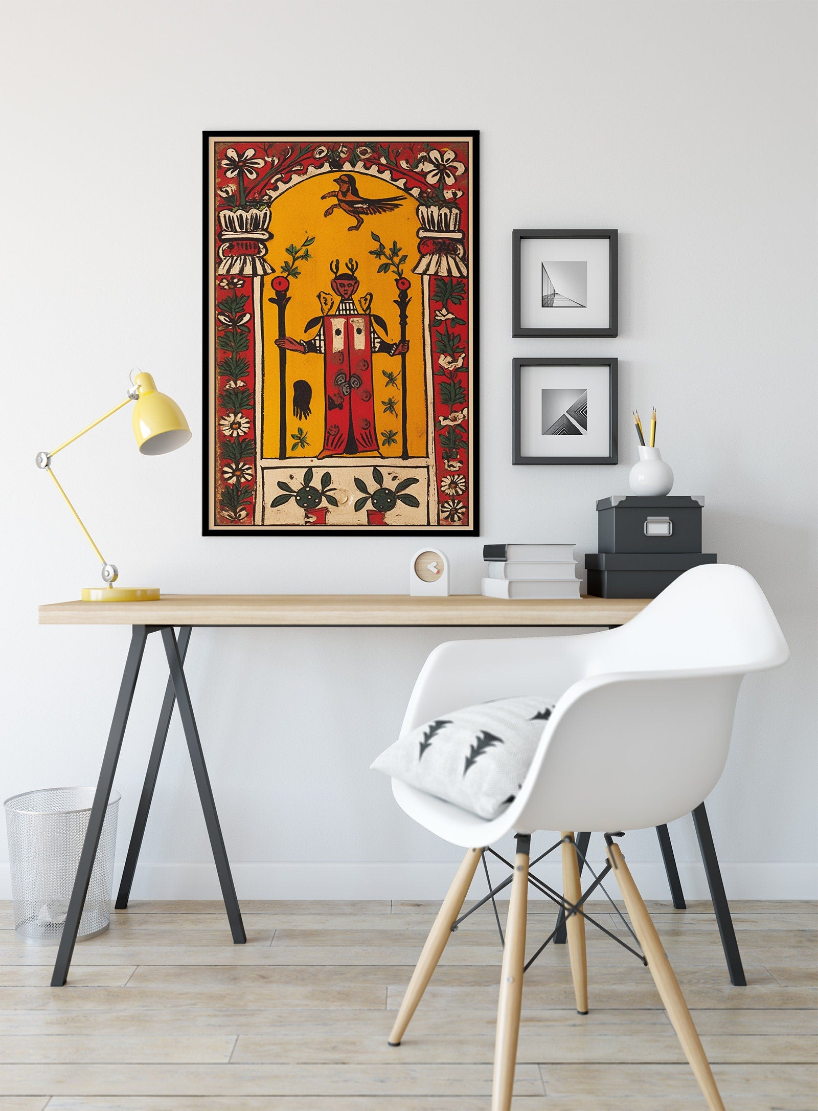 The Magician - Folk Art - Tarot Card Print - The Magician Card Poster, No Frame