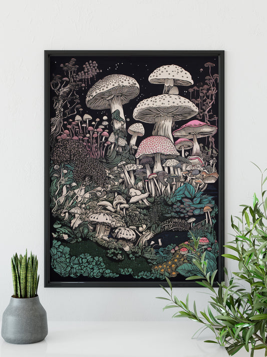Mushrooms Illustration - Psychedelic Mushrooms Botanical Print by DesignBohemian