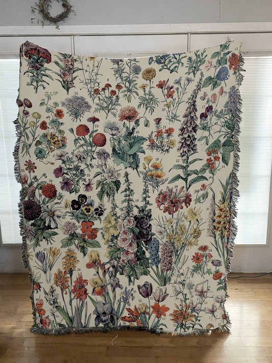 Adolphe Millot Floral Tapestry Blanket: Vintage Bohemian Woven Throw by DesignBohemian