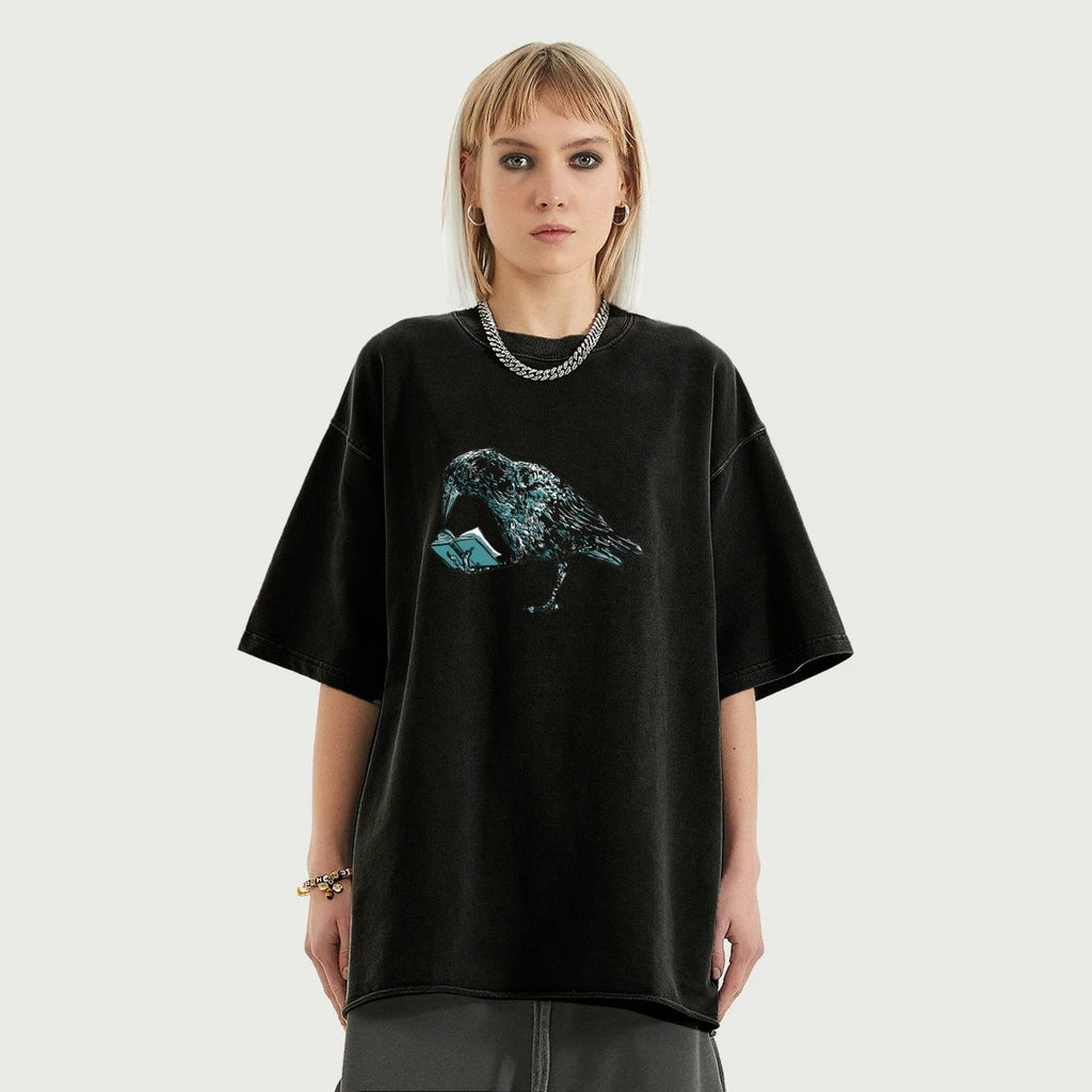 Crow Shirt - Raven Shirt - Crow Reading tshirt - Streetwear