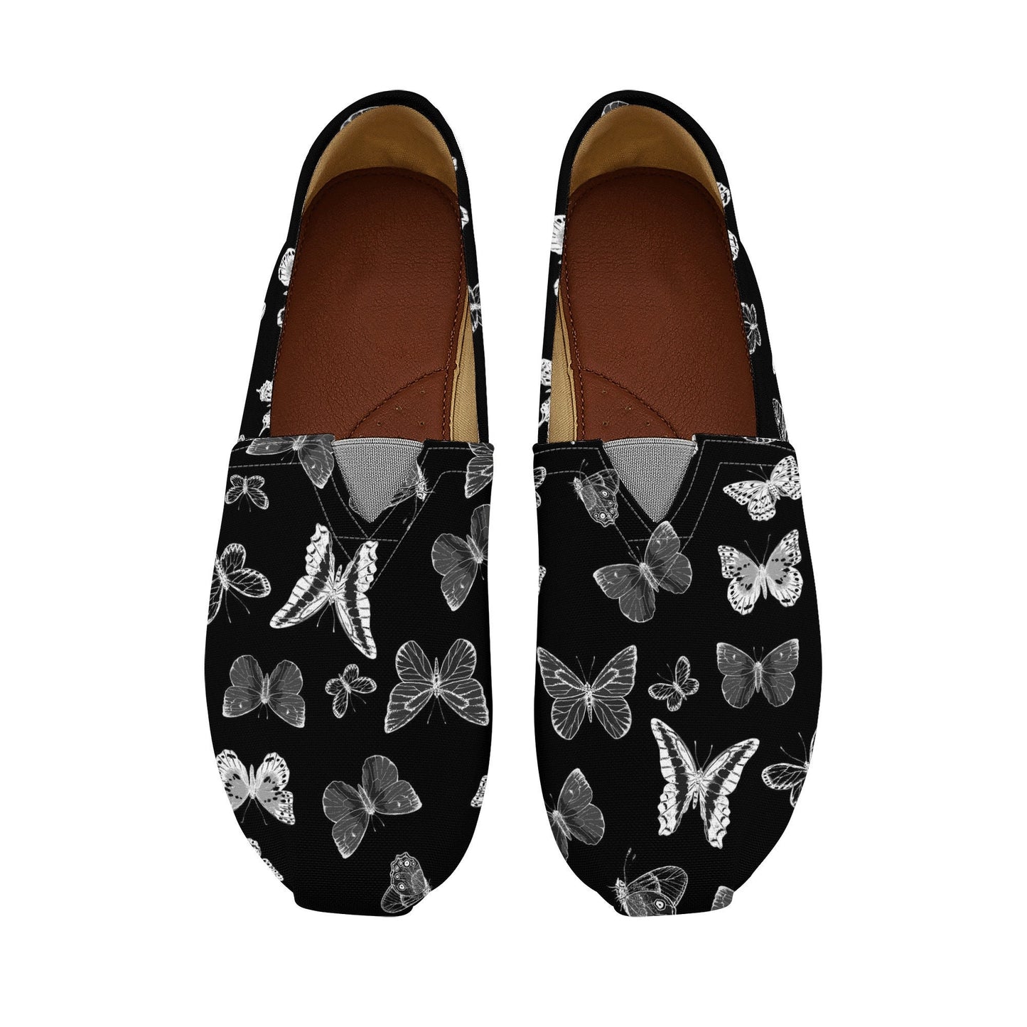 Black Slip On Shoes - Butterflies - Women's Casual Shoes - Black Slip On Shoes