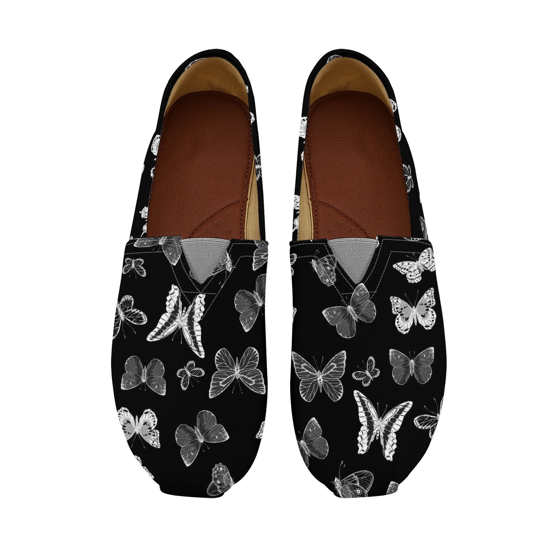 Black Slip On Shoes - Butterflies - Women's Casual Shoes - Black Slip On Shoes