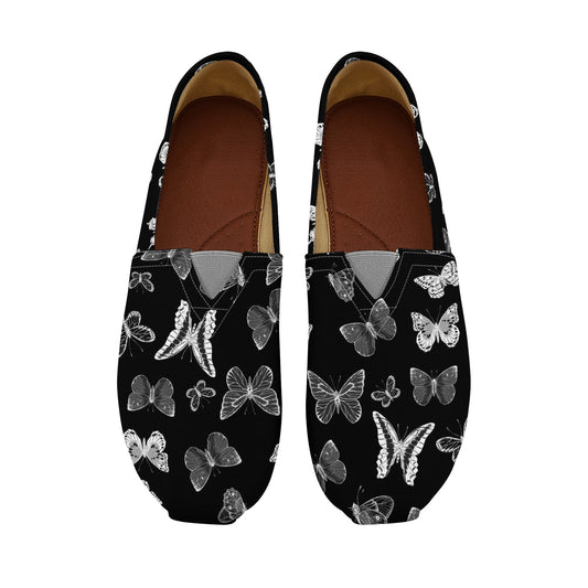 Black Slip On Shoes - Butterflies - Women's Casual Shoes - Black Slip On Shoes