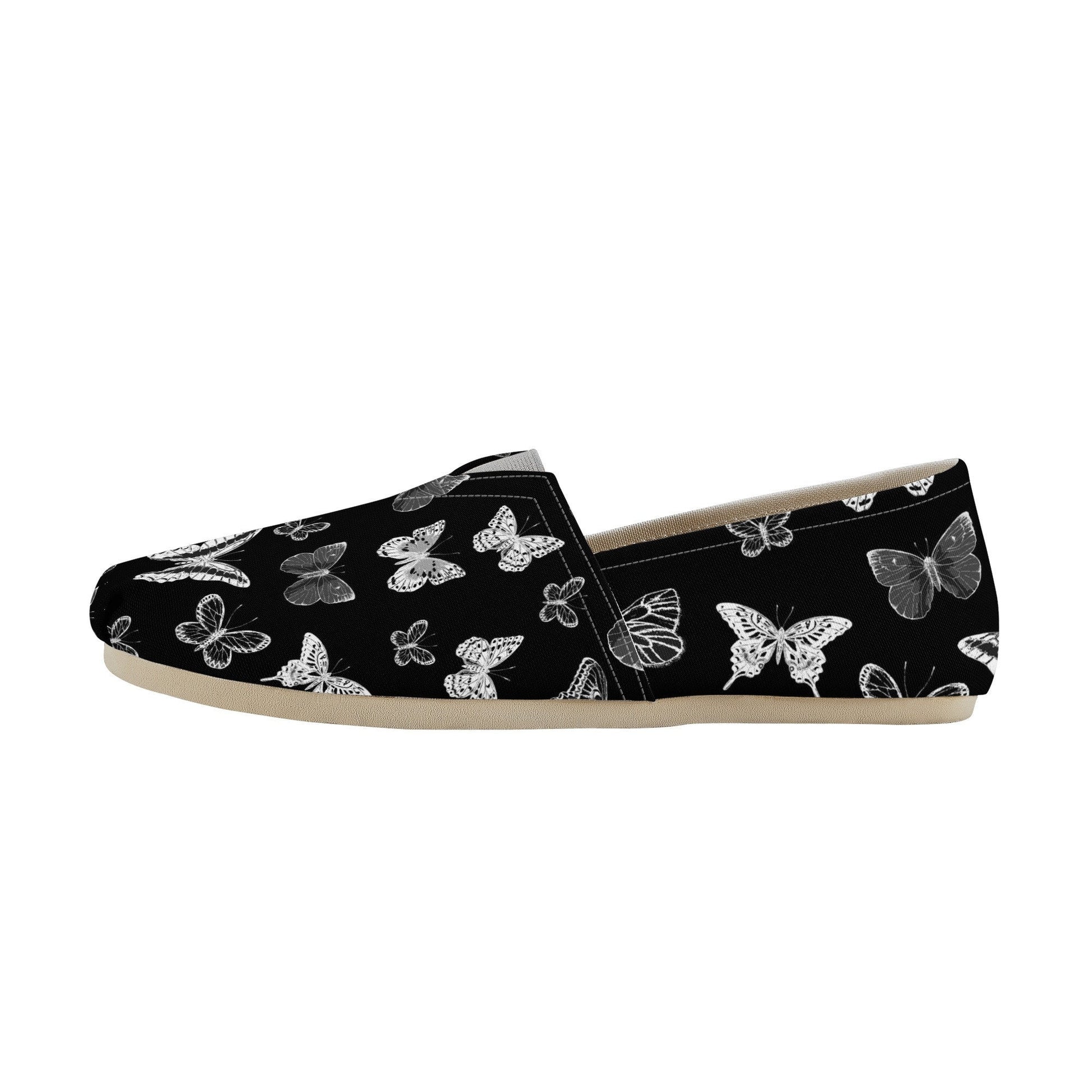 Black Slip On Shoes - Butterflies - Women's Casual Shoes - Black Slip On Shoes