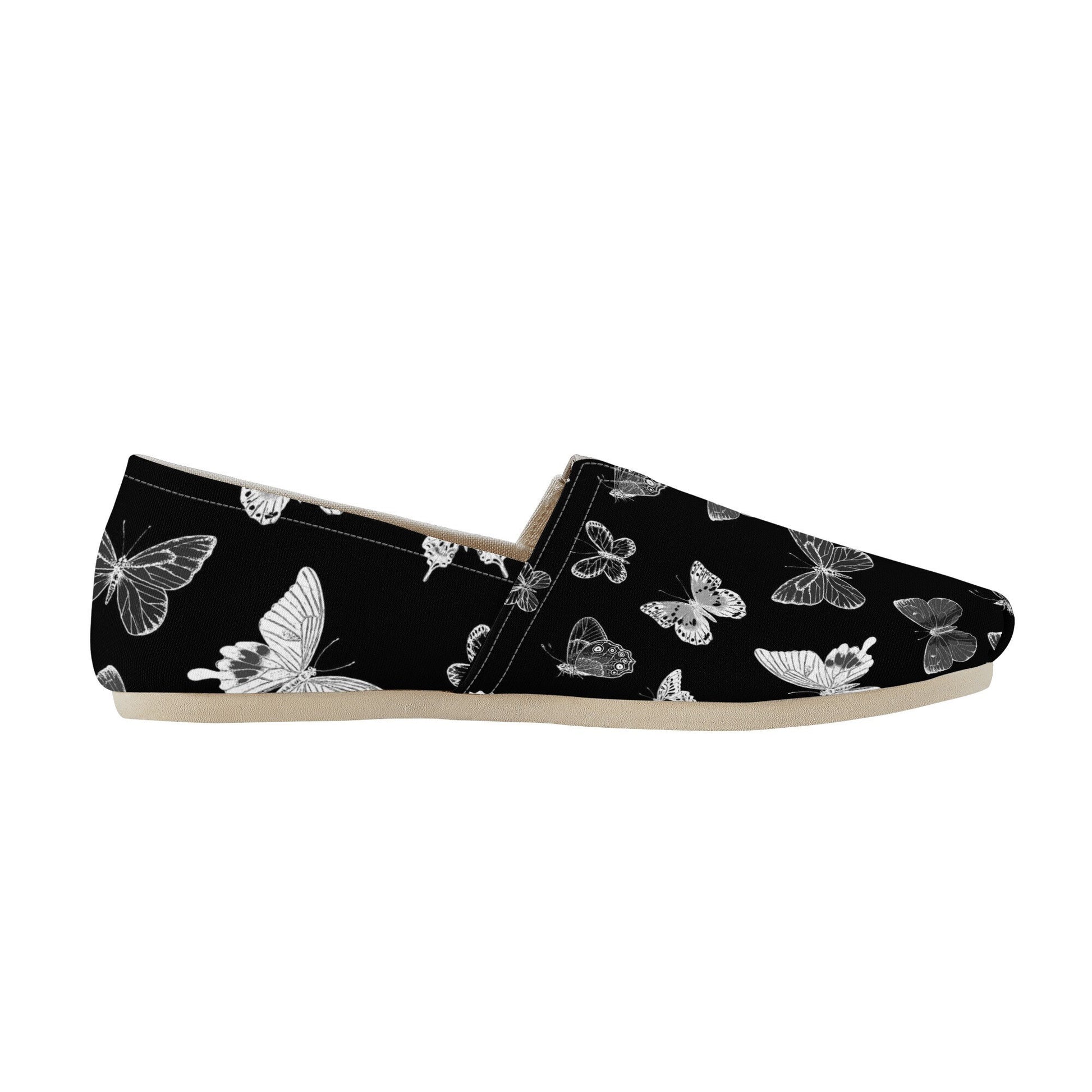Black Slip On Shoes - Butterflies - Women's Casual Shoes - Black Slip On Shoes