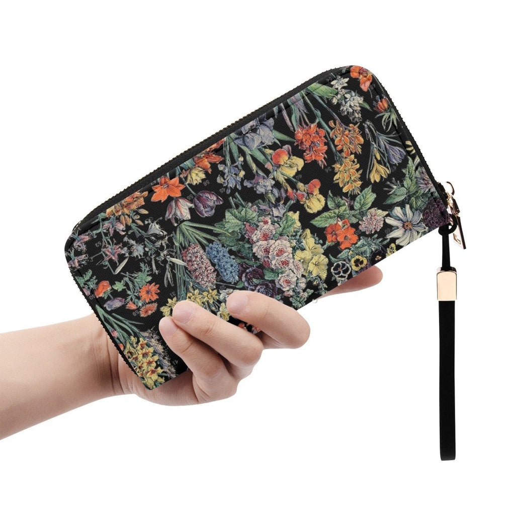 Black Floral Wallet - Milot Designer Vintage - Casual Clutch Nouveau Wallet