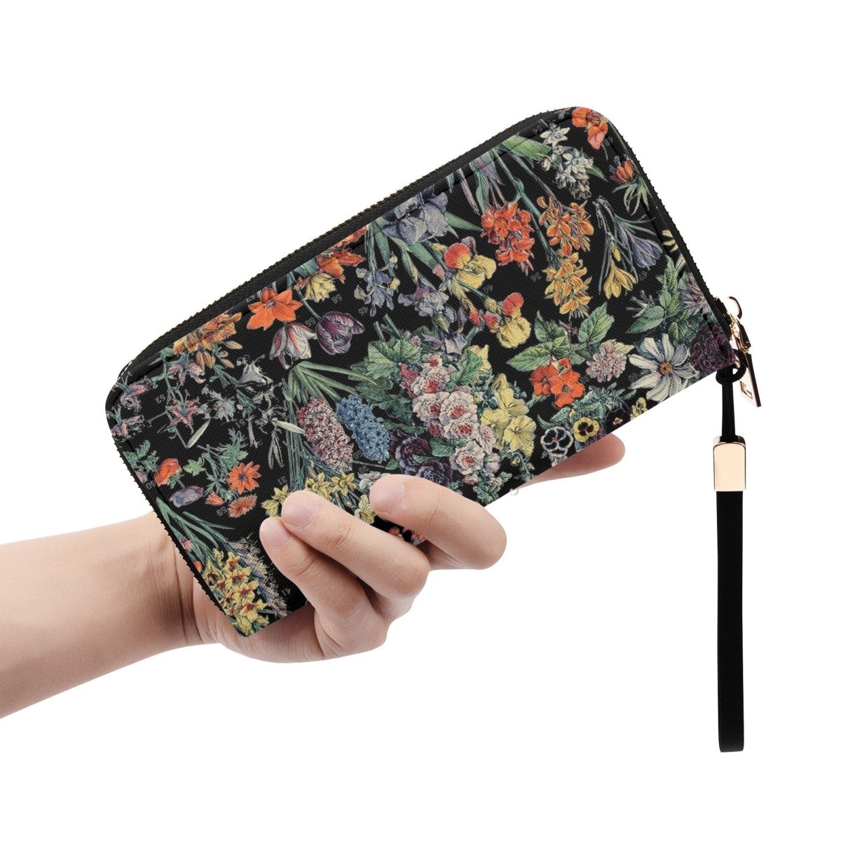 Black Floral Wallet - Milot Designer Vintage - Casual Clutch Nouveau Wallet