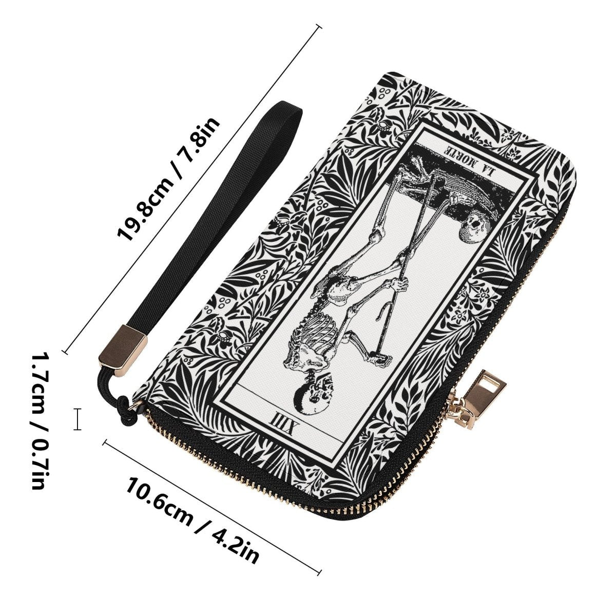 Tarot Wallet - Skeleton - Marsille Tarot - Black White - Casual Clutch Wallet