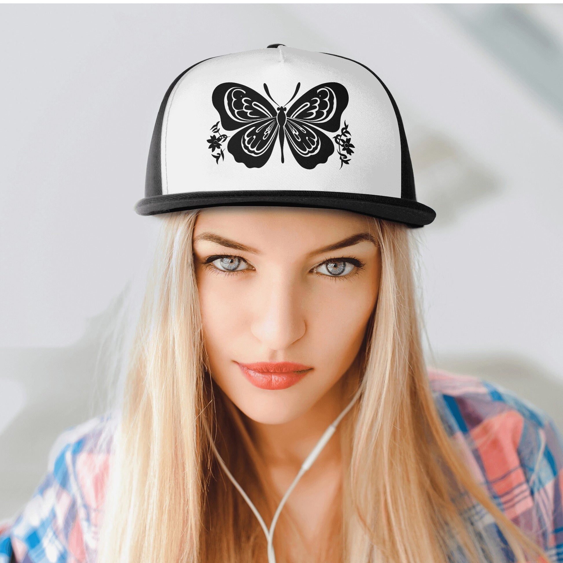 Butterfly Hat - Streetwear Hat - Black and White - Front Printing Casual Hip-hop Hats