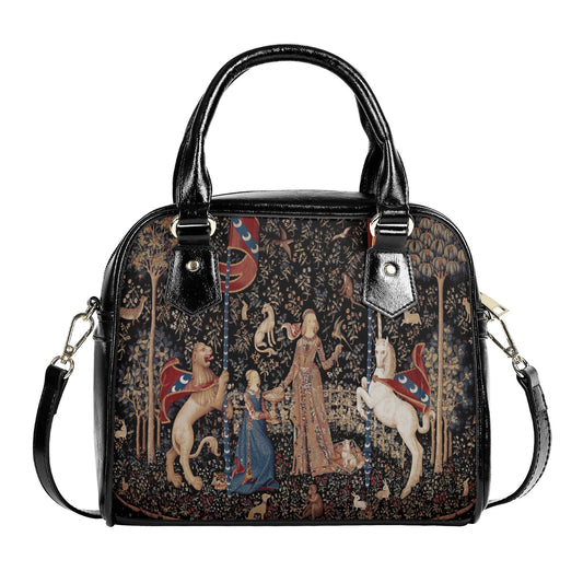 Lady with Unicorn Handbag - Vintage Vibes Bag - Unicorn in Captivity Tote Bag