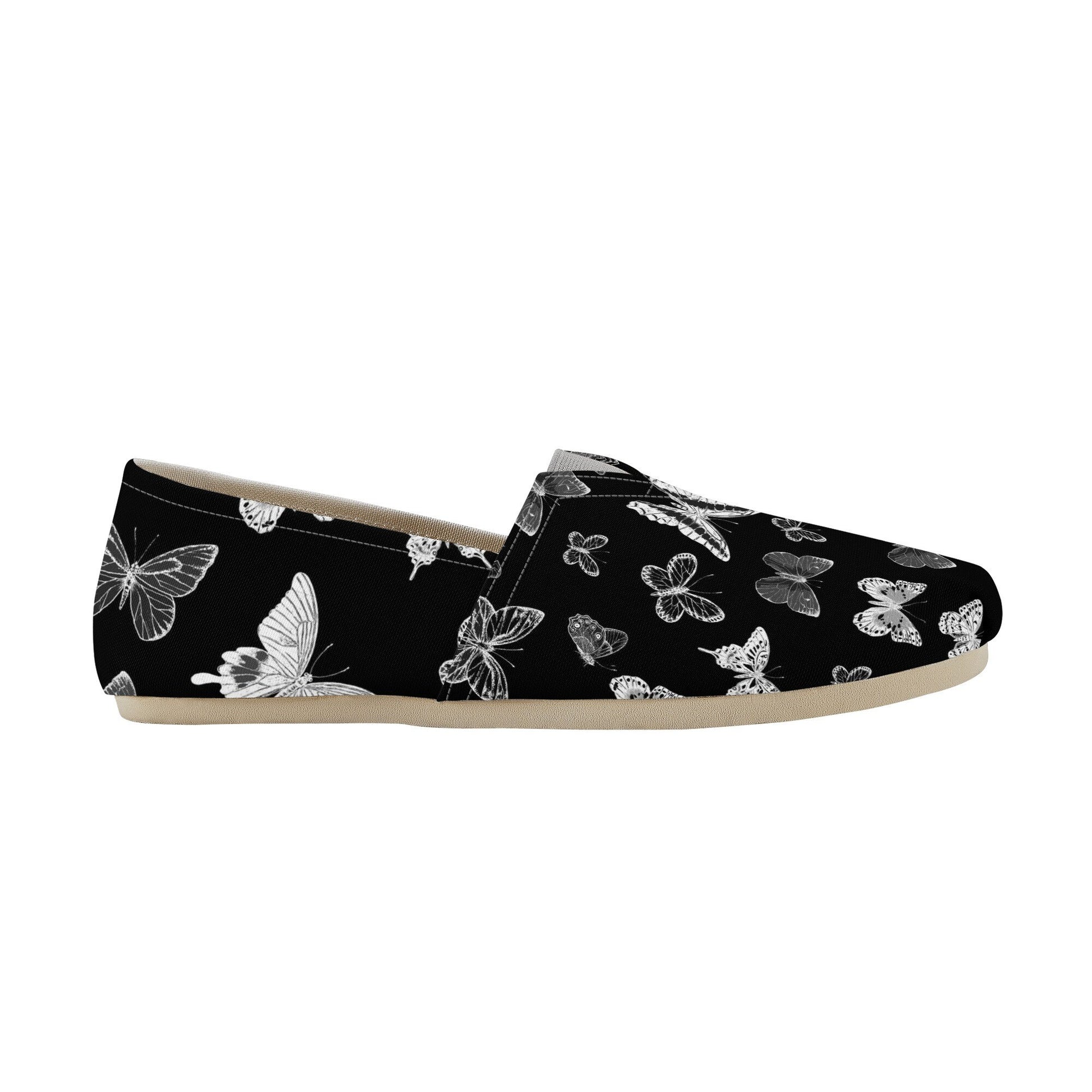 Black Slip On Shoes - Butterflies - Women's Casual Shoes - Black Slip On Shoes