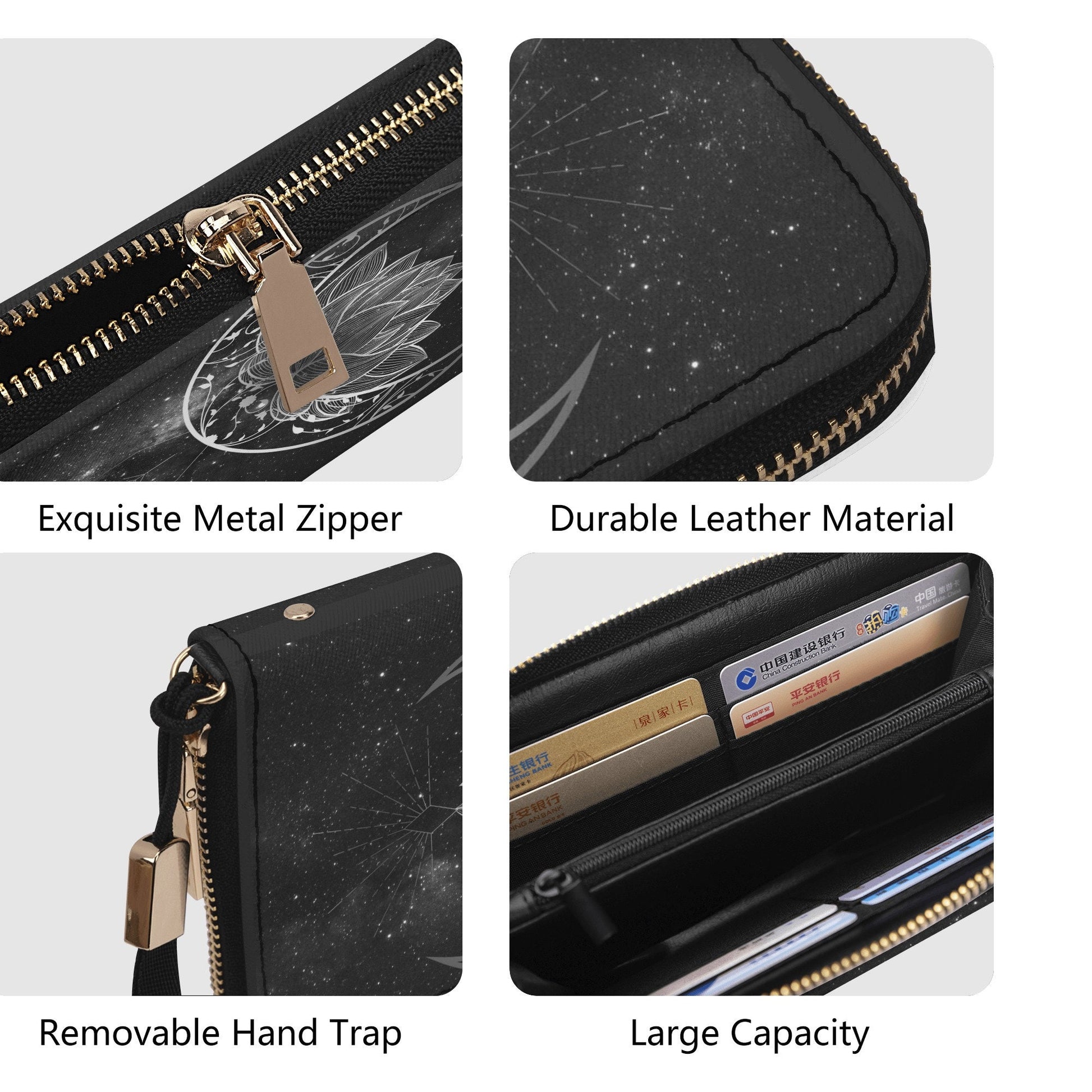 Gothic Moon Wallet - Witchy Purse - Goth Wallet - Wristlet - Casual Clutch Wallet