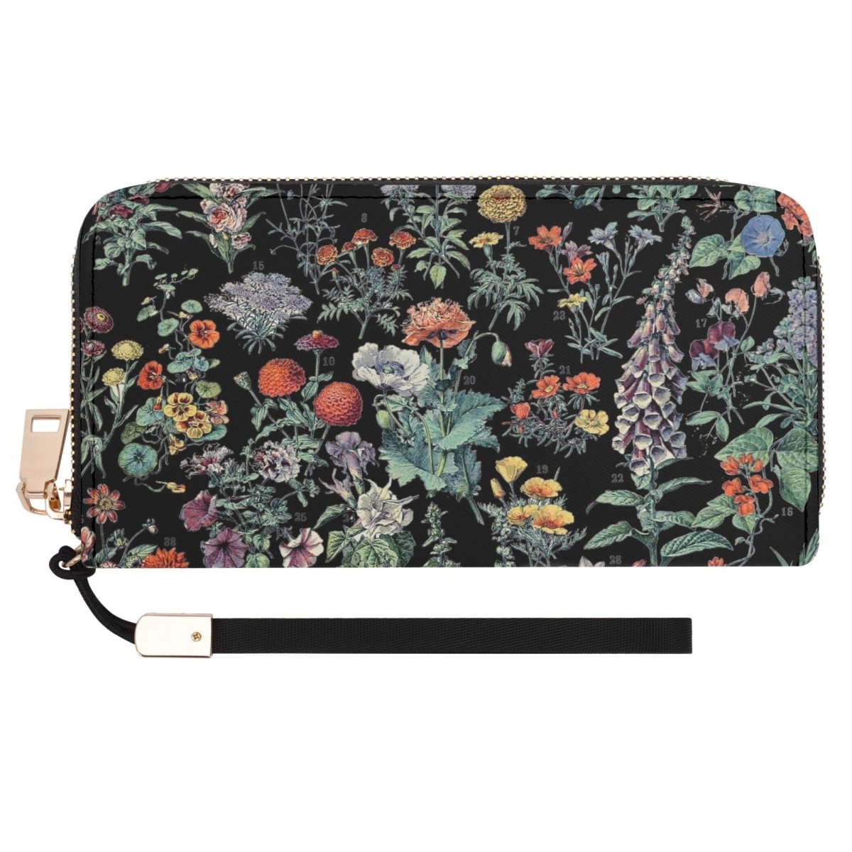 Black Floral Wallet - Milot Designer Vintage - Casual Clutch Nouveau Wallet