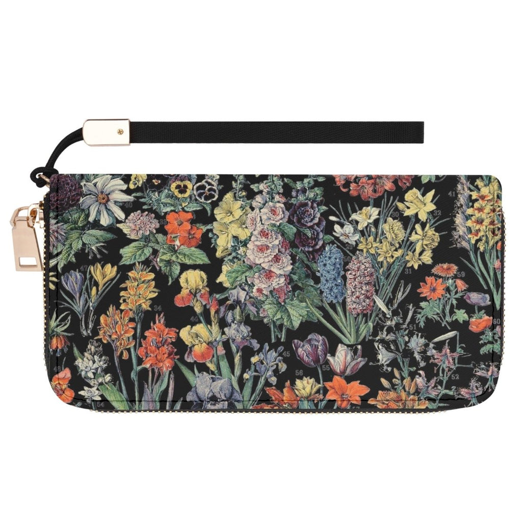 Black Floral Wallet - Milot Designer Vintage - Casual Clutch Nouveau Wallet