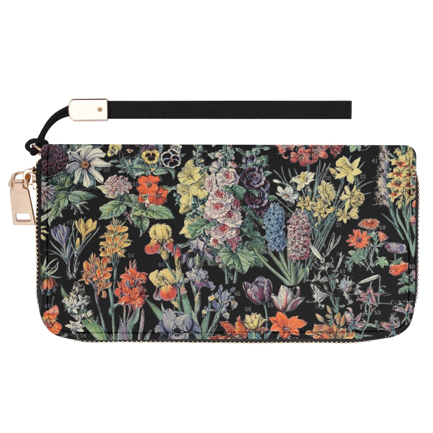 Black Floral Wallet - Milot Designer Vintage - Casual Clutch Nouveau Wallet
