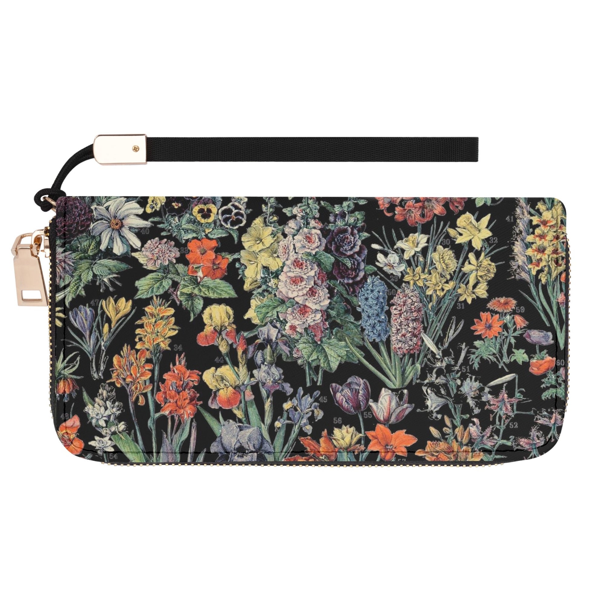 Black Floral Wallet - Milot Designer Vintage - Casual Clutch Nouveau Wallet