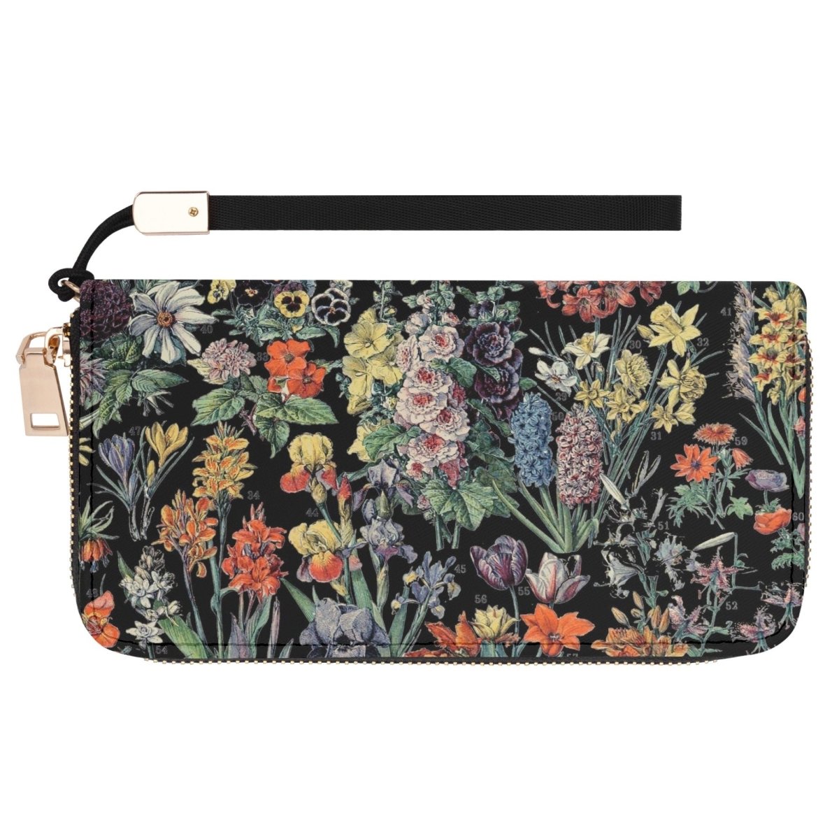 Black Floral Wallet - Milot Designer Vintage - Casual Clutch Nouveau Wallet