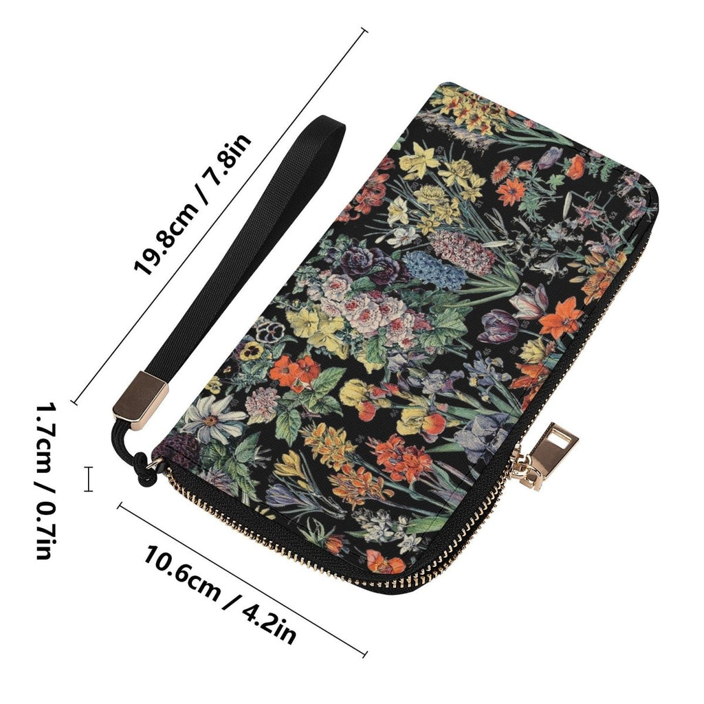 Black Floral Wallet - Milot Designer Vintage - Casual Clutch Nouveau Wallet