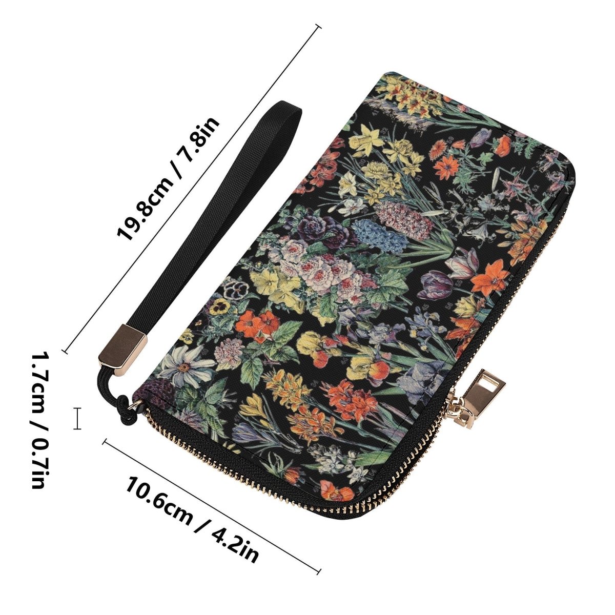 Black Floral Wallet - Milot Designer Vintage - Casual Clutch Nouveau Wallet