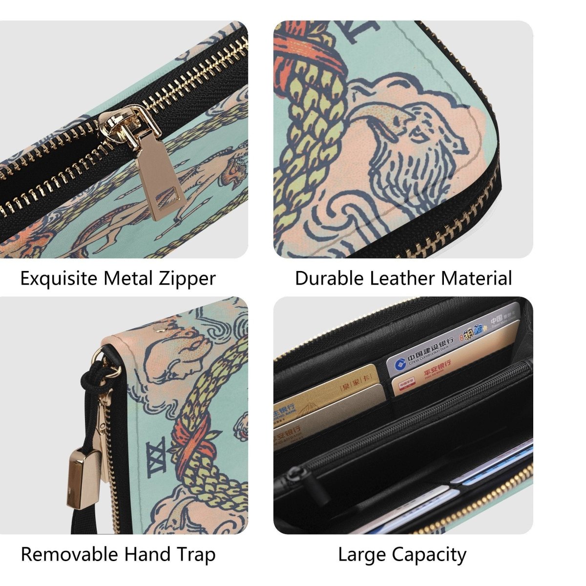 The World Card Wallet - Tarot Wallet - Blue Casual Clutch Wallet
