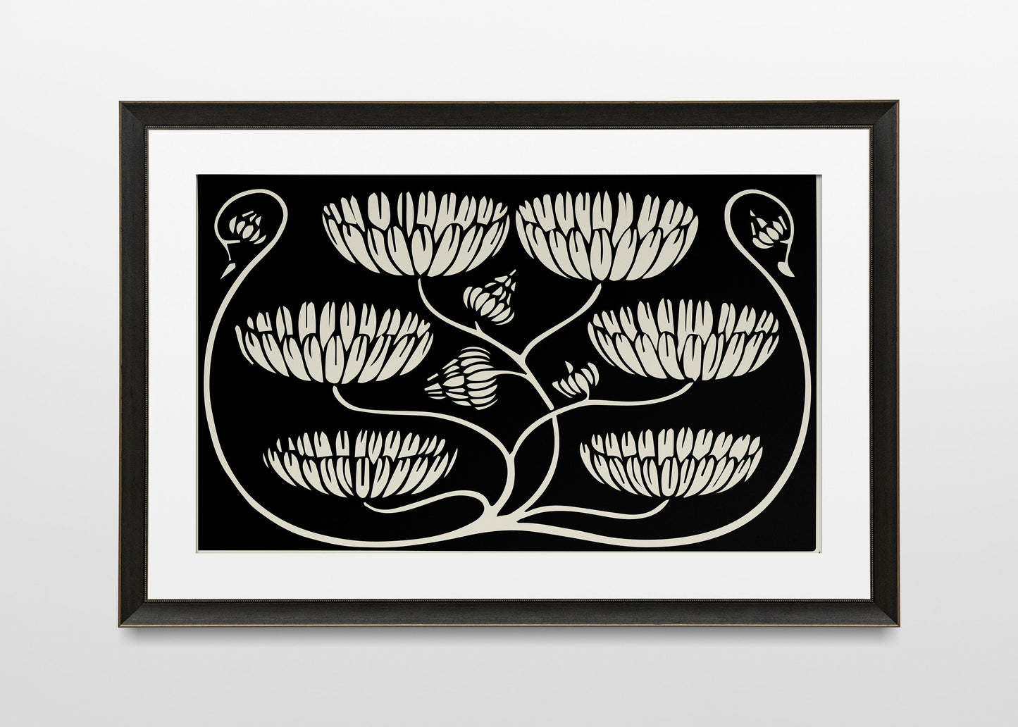 Aubrey Beardsley - Vintage Floral Ink - Ornamental Art Nouveau - Floral - Vintage Black and Beige Print
