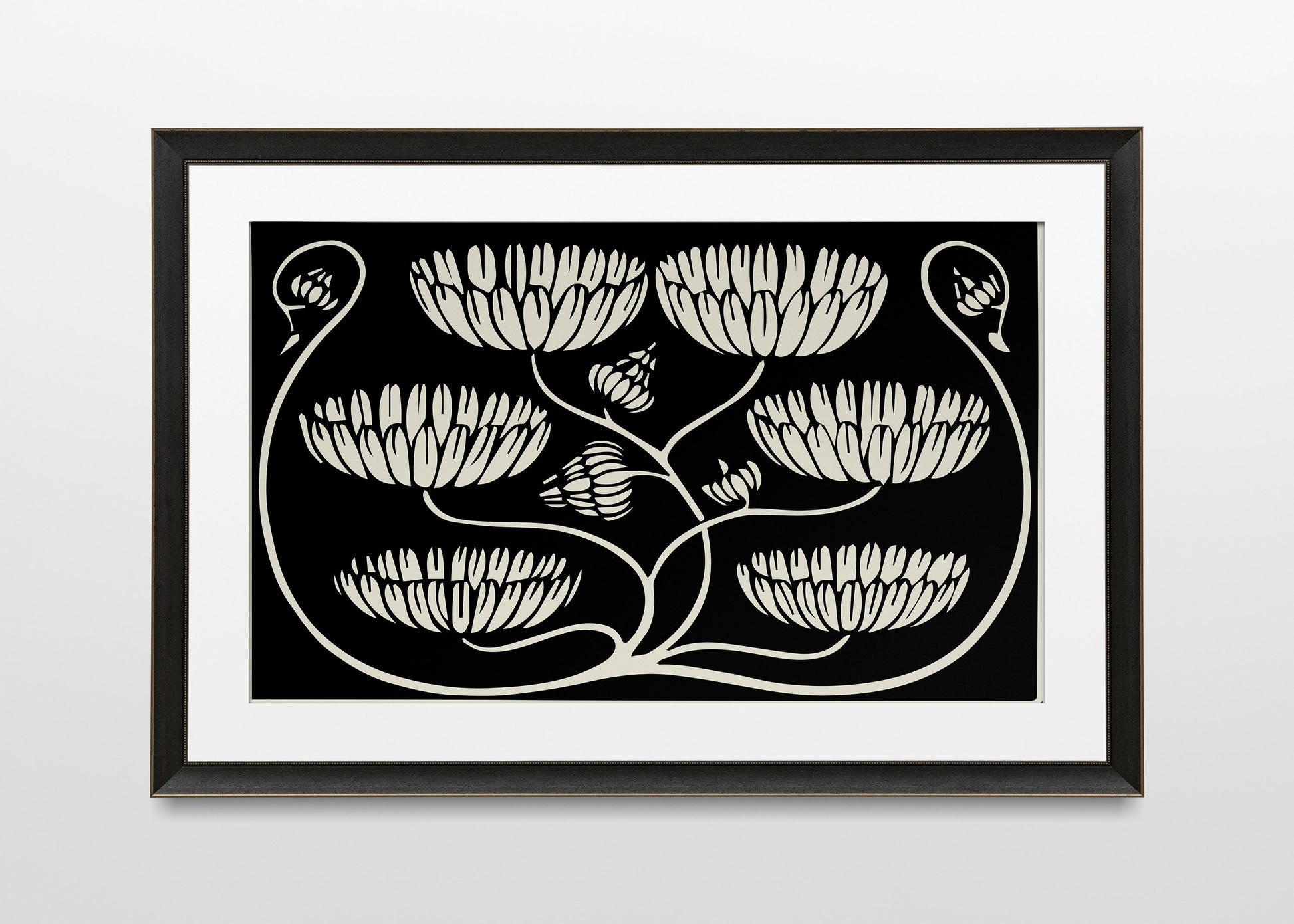 Aubrey Beardsley - Vintage Floral Ink - Ornamental Art Nouveau - Floral - Vintage Black and Beige Print