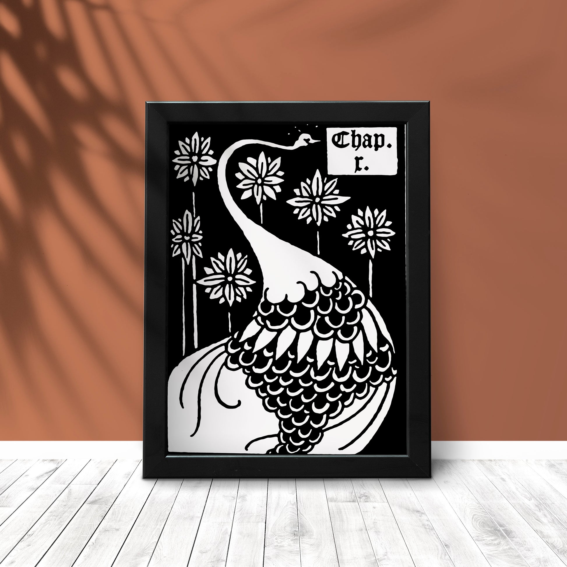 Vintage Peacock Print - Aubrey Beardsley - Art Nouveau Poster Floral Print Bohemian Print Large Artwork - Black and White